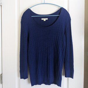 100% Cotton Banana Republic Royal Blue Cable Knit Sweater Size Large